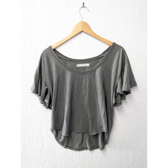 We The Free Tops - We The Free People Green Ruffle Flutter Sleeve T-shirt Tee Top Hippie Boho XS